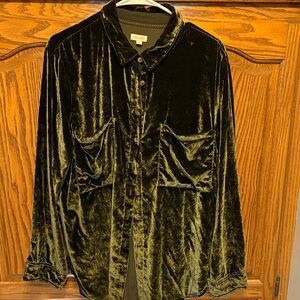 From Anthropologie - Pilcro hunter green Velvet Shirt